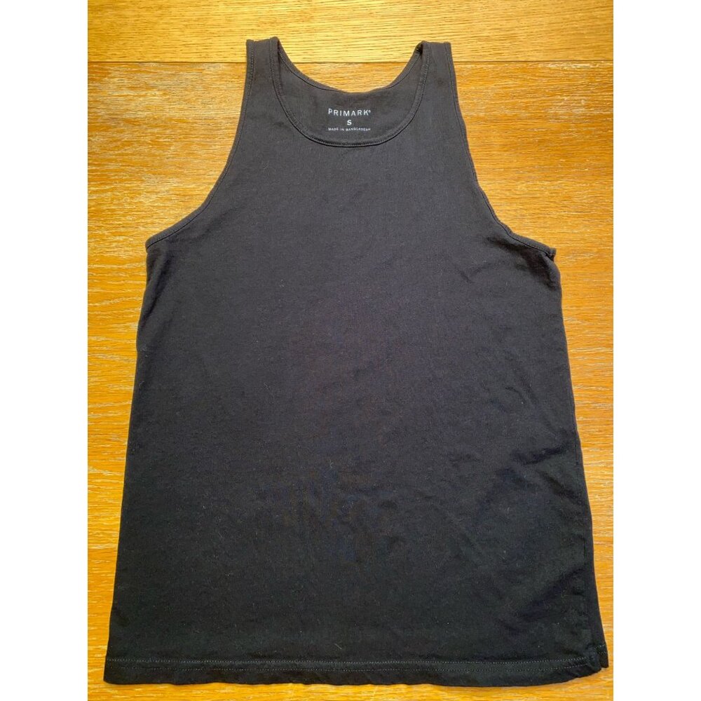 Primark Mens Black Cotton Tank Top Sleeveless Shirt S